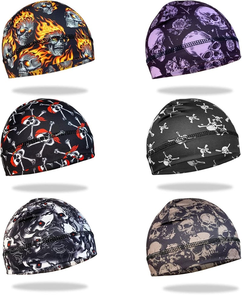 Owoniule 6 Pcs Skull Cap Sweat Wicking Helmet Liner Breathable Cycling Beanie Running Sports Hat Cooling Head Wraps for Men - Image 1